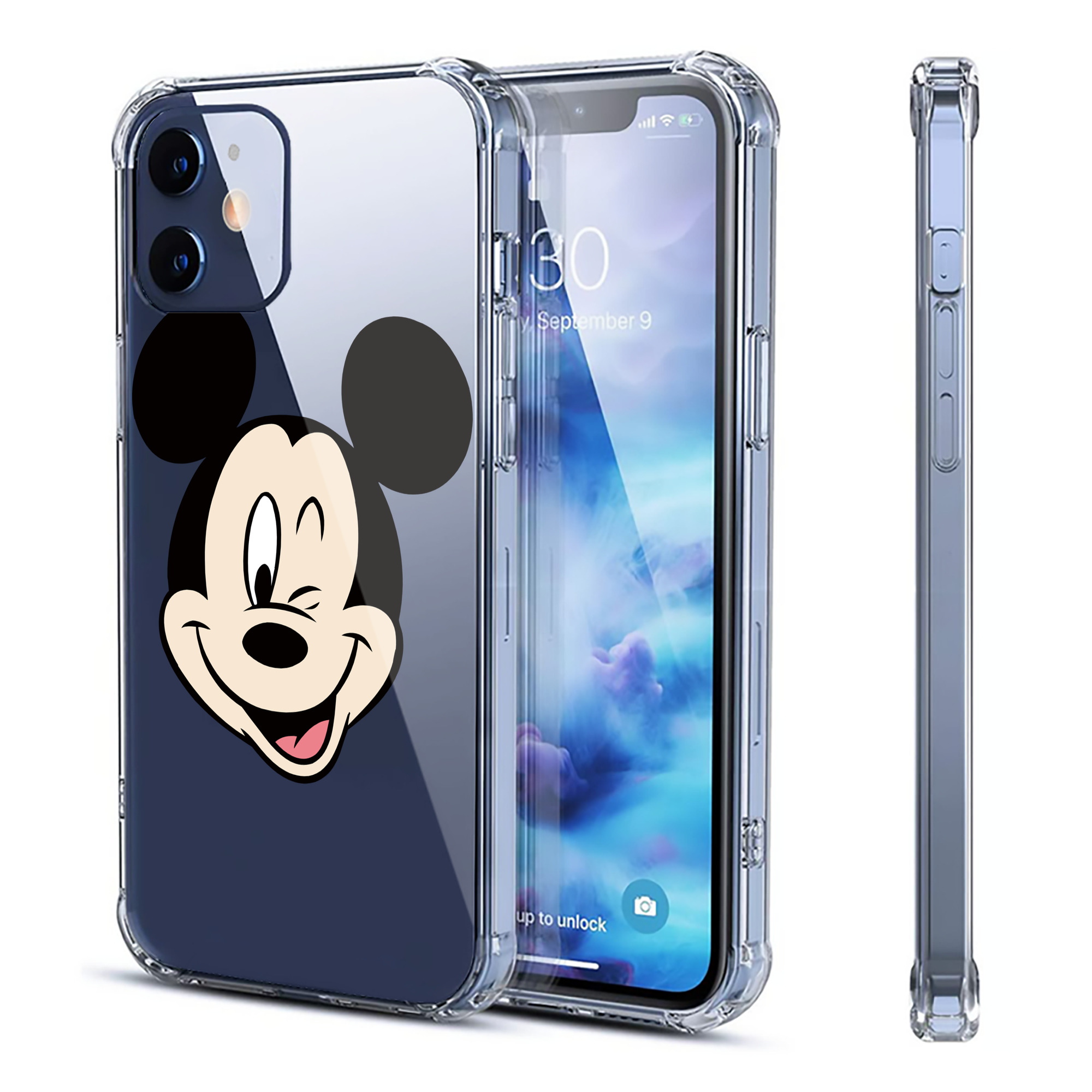 （画像用） ミッキーマウス Mickey Mouse 【iPhone 12シリーズ対応】透明スマホケース（クリアソフトケース）
